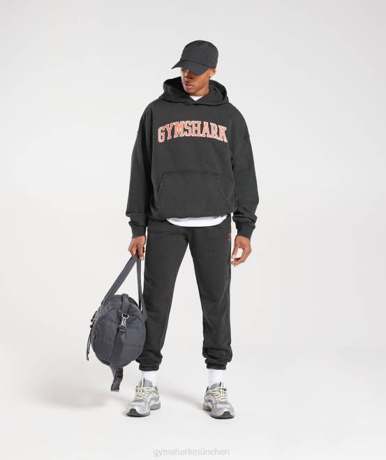 Schwarz/Acid Wash (ausverkauft) Kleidung Gymshark Männer College-Hoodie 04P8877