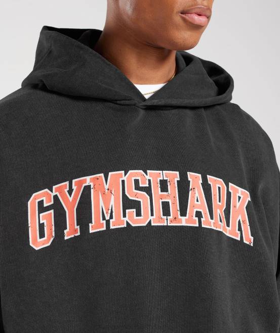 Schwarz/Acid Wash (ausverkauft) Kleidung Gymshark Männer College-Hoodie 04P8877