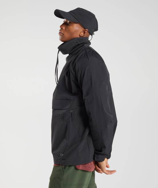 Schwarz Kleidung Gymshark Männer Anorak zurückerobern 04P8828