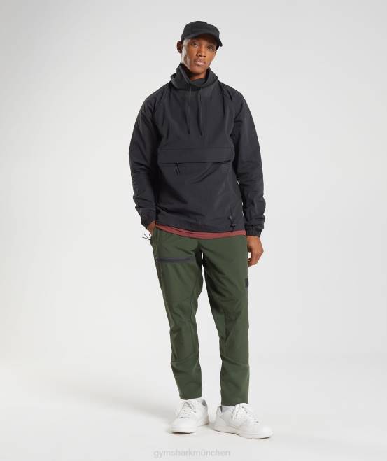 Schwarz Kleidung Gymshark Männer Anorak zurückerobern 04P8828