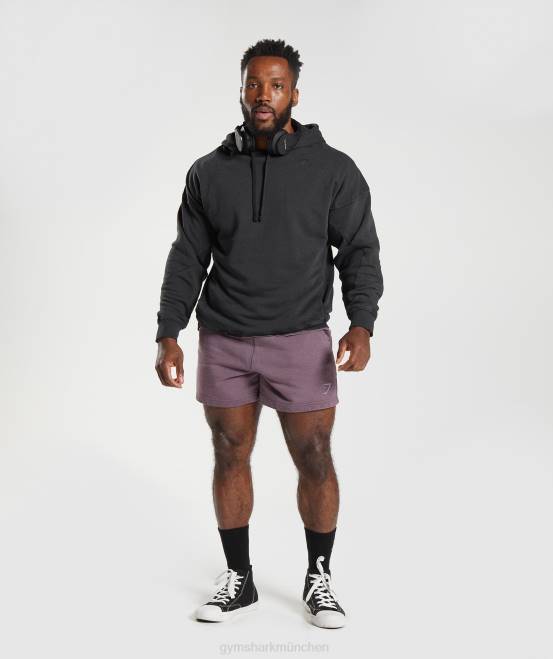 Schwarz Kleidung Gymshark Männer Kapuzenpullover mit Power-Waschung 04P8835