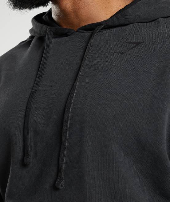 Schwarz Kleidung Gymshark Männer Kapuzenpullover mit Power-Waschung 04P8835