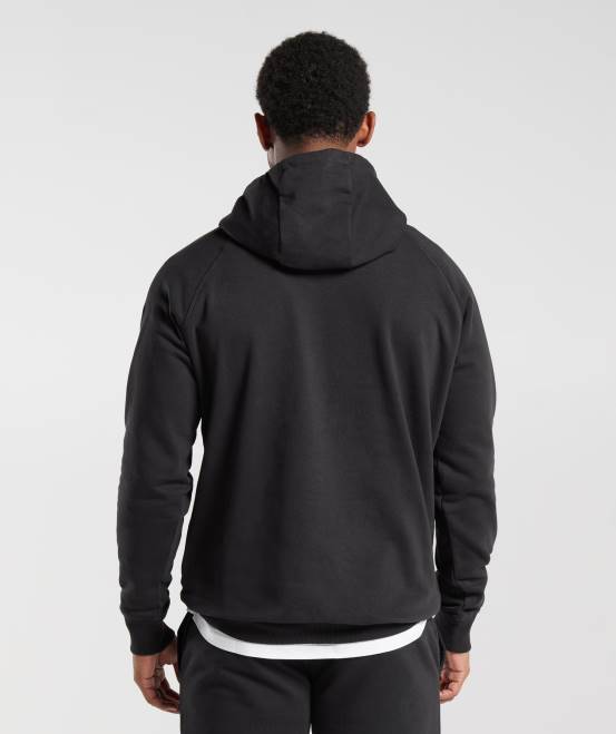 Schwarz Kleidung Gymshark Männer Kapuzenpullover mit Wappen 04P8808