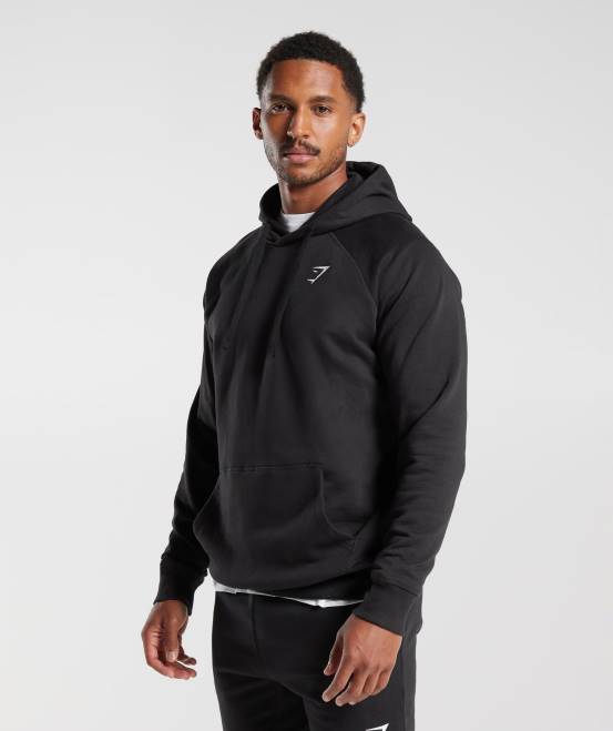 Schwarz Kleidung Gymshark Männer Kapuzenpullover mit Wappen 04P8808