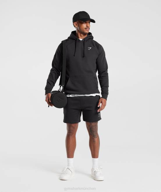Schwarz Kleidung Gymshark Männer Kapuzenpullover mit Wappen 04P8808