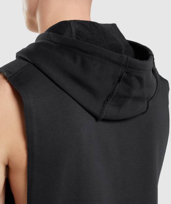 Schwarz Kleidung Gymshark Männer Legacy-Kapuzenpullover mit Drop-Arm 04P8796