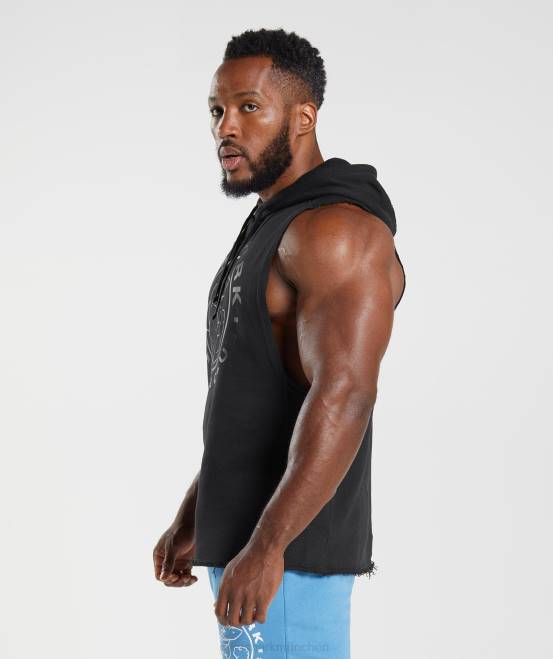 Schwarz Kleidung Gymshark Männer Legacy-Kapuzenpullover mit Drop-Arm 04P8838