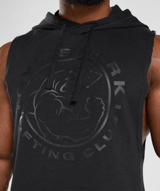 Schwarz Kleidung Gymshark Männer Legacy-Kapuzenpullover mit Drop-Arm 04P8838