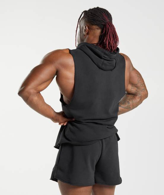 Schwarz Kleidung Gymshark Männer Legacy-Kapuzenpullover mit Drop-Arm 04P8847