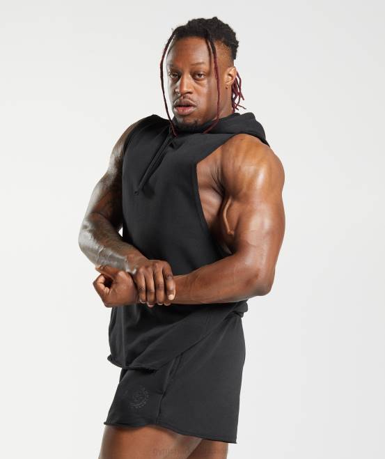 Schwarz Kleidung Gymshark Männer Legacy-Kapuzenpullover mit Drop-Arm 04P8847