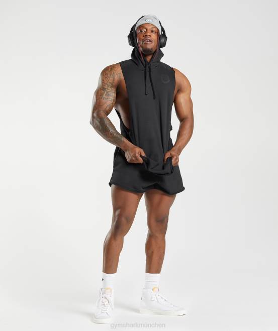 Schwarz Kleidung Gymshark Männer Legacy-Kapuzenpullover mit Drop-Arm 04P8847