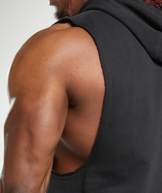 Schwarz Kleidung Gymshark Männer Legacy-Kapuzenpullover mit Drop-Arm 04P8847
