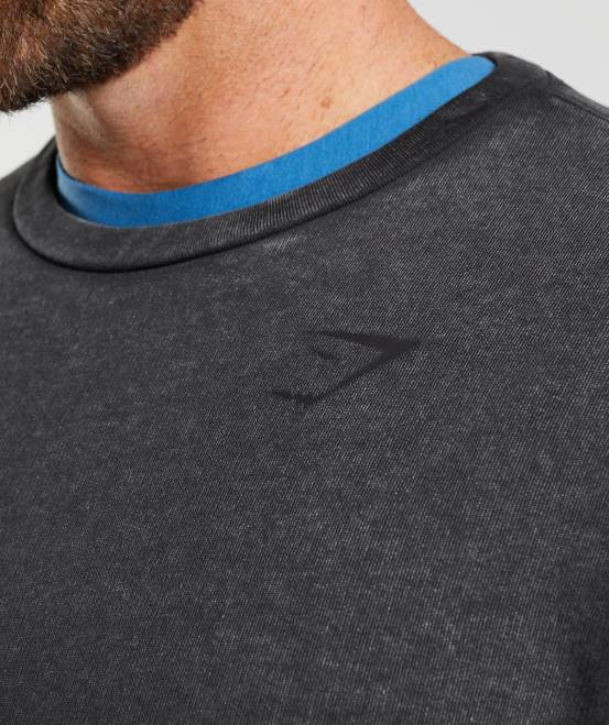 Schwarz Kleidung Gymshark Männer Powerwashed-Crew 04P8851