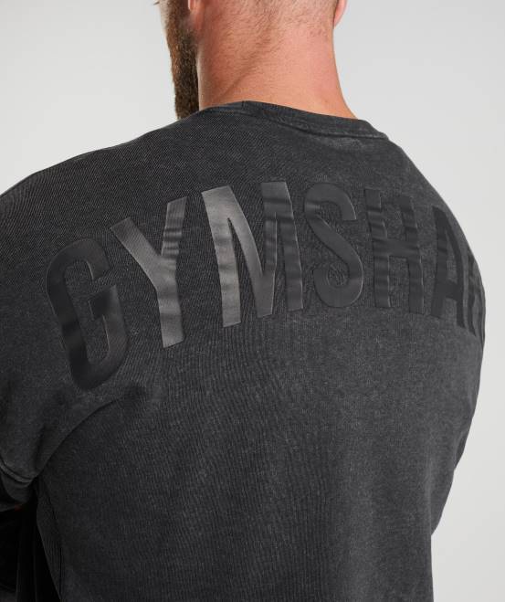 Schwarz Kleidung Gymshark Männer Powerwashed-Crew 04P8851