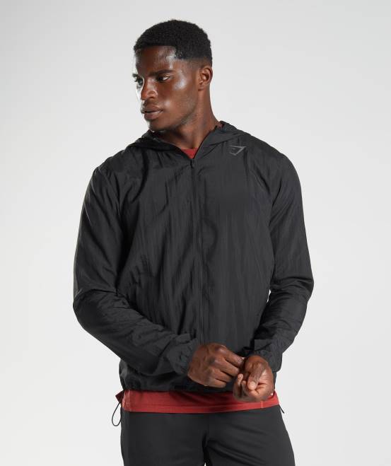 Schwarz Kleidung Gymshark Männer Sport-Windjacke 04P8831