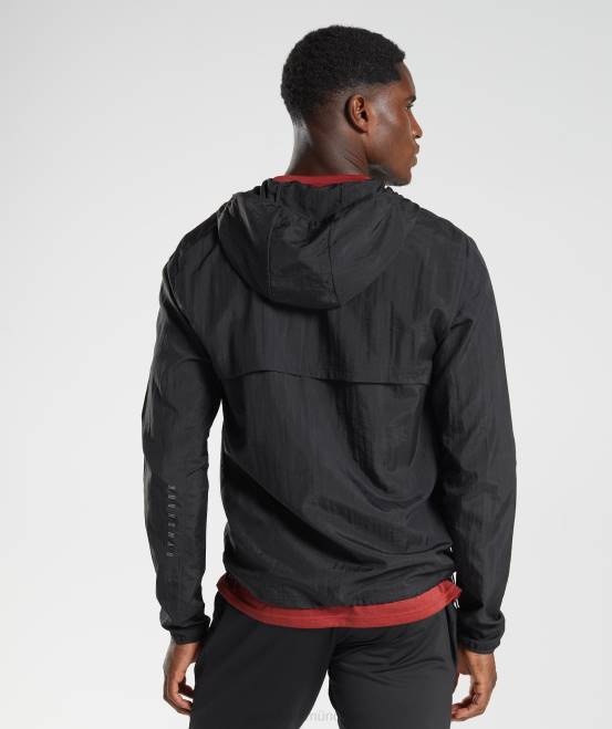 Schwarz Kleidung Gymshark Männer Sport-Windjacke 04P8831