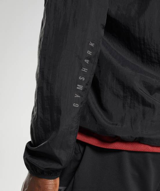 Schwarz Kleidung Gymshark Männer Sport-Windjacke 04P8831