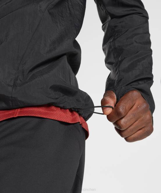 Schwarz Kleidung Gymshark Männer Sport-Windjacke 04P8831