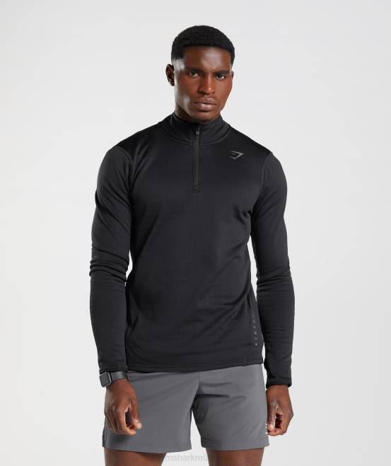 Schwarz Kleidung Gymshark Männer Sportlicher 1/4-Reißverschluss 04P8791
