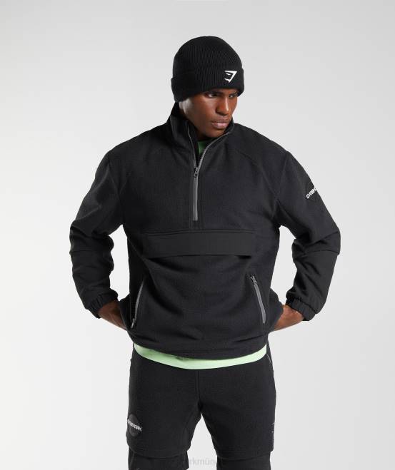 Schwarz Kleidung Gymshark Männer Vibes-Fleece mit 1/4-Reißverschluss 04P8858