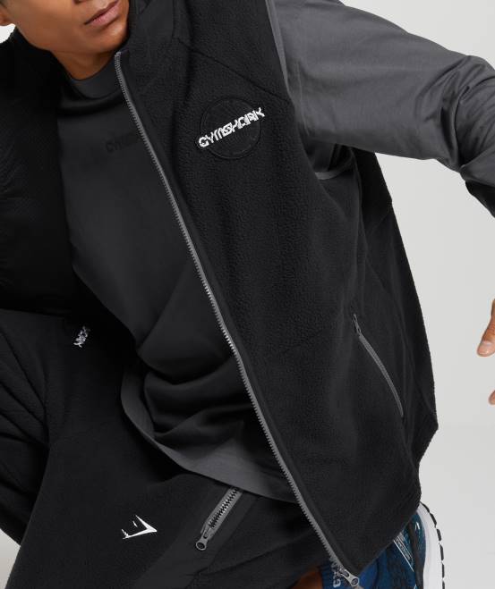 Schwarz Kleidung Gymshark Männer Vibes-Weste 04P8825