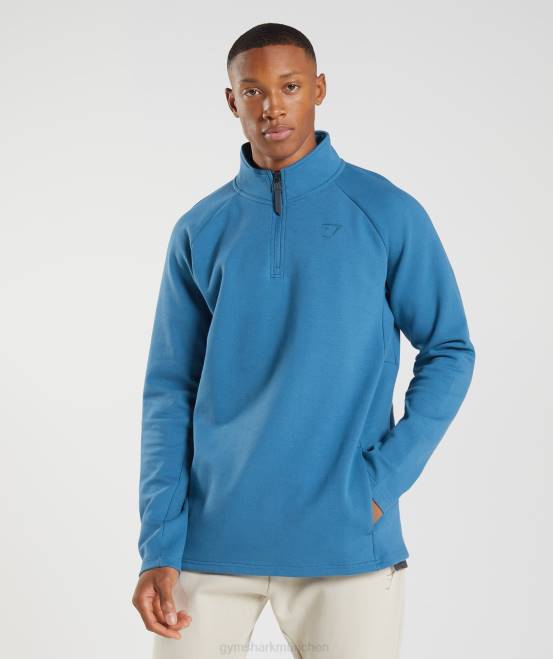 Seeuferblau Kleidung Gymshark Männer Ruhetag 1/4 Reißverschluss 04P8832