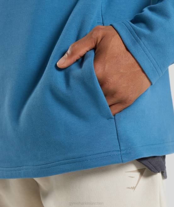 Seeuferblau Kleidung Gymshark Männer Ruhetag 1/4 Reißverschluss 04P8832
