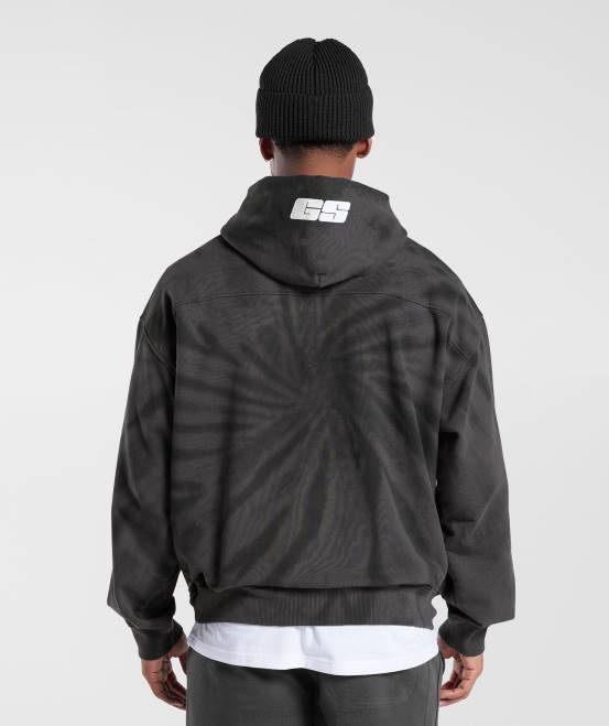 Silhouette Grau/Schwarz/Spiraloptik-Waschung Kleidung Gymshark Männer Ruhetag-Hoodie 04P8803