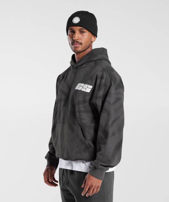 Silhouette Grau/Schwarz/Spiraloptik-Waschung Kleidung Gymshark Männer Ruhetag-Hoodie 04P8803