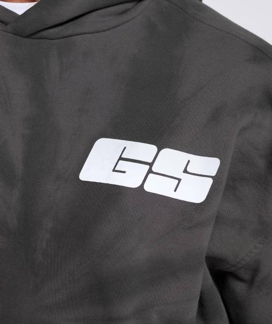 Silhouette Grau/Schwarz/Spiraloptik-Waschung Kleidung Gymshark Männer Ruhetag-Hoodie 04P8803