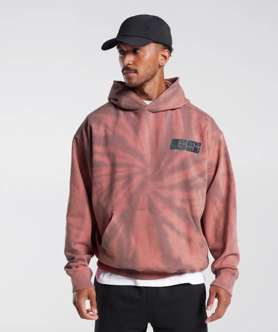 Terrakottarosa/Altkastanienbraun/Spiraloptik-Waschung Kleidung Gymshark Männer Ruhetag-Hoodie 04P8798