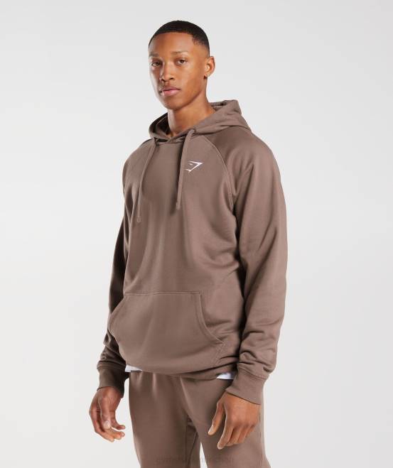 Trüffelbraun Kleidung Gymshark Männer Kapuzenpullover mit Wappen 04P8820