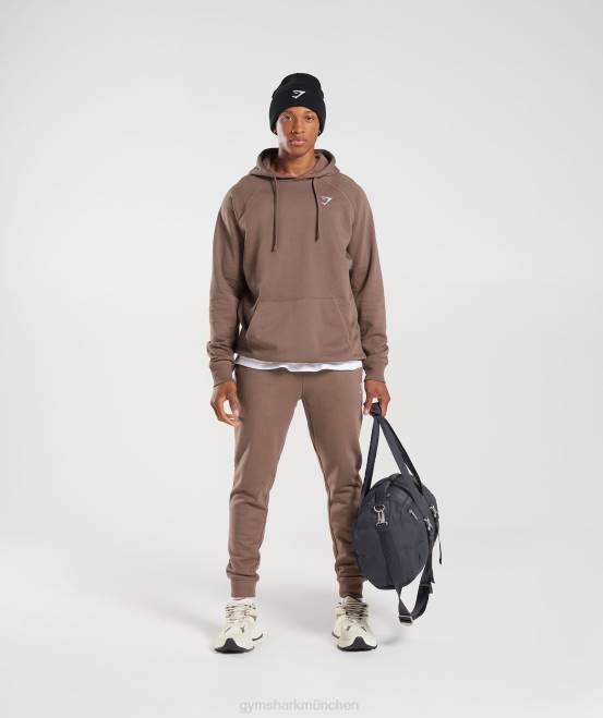 Trüffelbraun Kleidung Gymshark Männer Kapuzenpullover mit Wappen 04P8820
