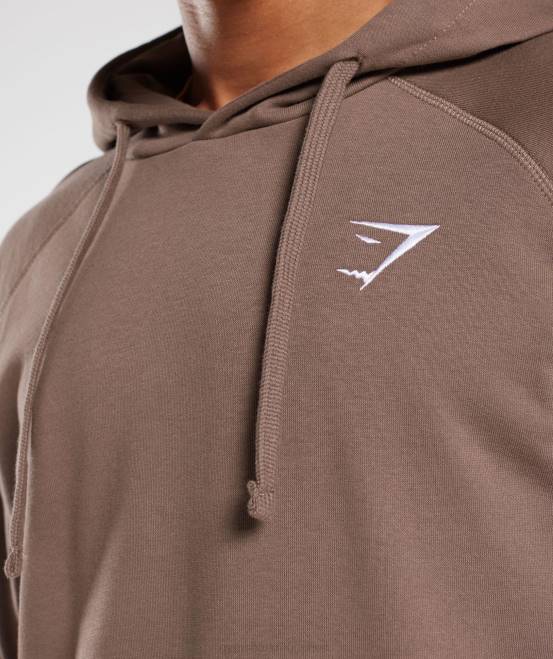 Trüffelbraun Kleidung Gymshark Männer Kapuzenpullover mit Wappen 04P8820