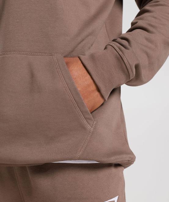 Trüffelbraun Kleidung Gymshark Männer Kapuzenpullover mit Wappen 04P8820