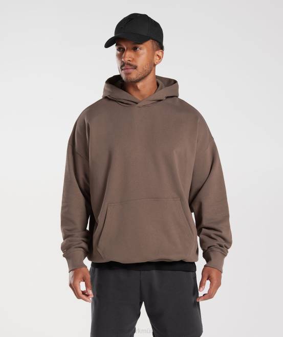 Trüffelbraun (ausverkauft) Kleidung Gymshark Männer Kapuzenpullover mit Essentials für den Ruhetag 04P8876