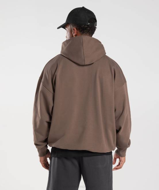 Trüffelbraun (ausverkauft) Kleidung Gymshark Männer Kapuzenpullover mit Essentials für den Ruhetag 04P8876