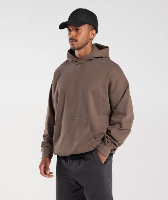 Trüffelbraun (ausverkauft) Kleidung Gymshark Männer Kapuzenpullover mit Essentials für den Ruhetag 04P8876