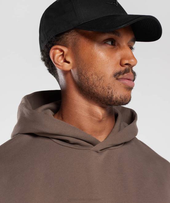 Trüffelbraun (ausverkauft) Kleidung Gymshark Männer Kapuzenpullover mit Essentials für den Ruhetag 04P8876