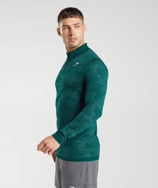 Waldgrün/Hoyagrün Kleidung Gymshark Männer Sport nahtloser 1/4-Reißverschluss 04P8807