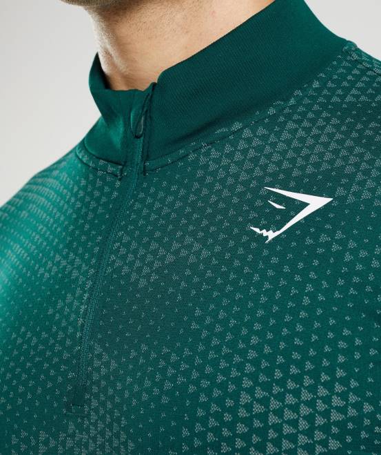 Waldgrün/Hoyagrün Kleidung Gymshark Männer Sport nahtloser 1/4-Reißverschluss 04P8807