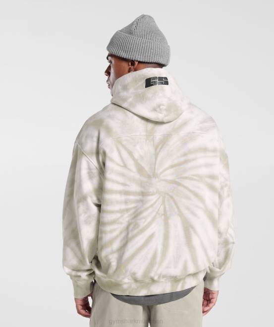 Weiß/Pilzbraun/Spiraloptik-Waschung Kleidung Gymshark Männer Ruhetag-Hoodie 04P8802