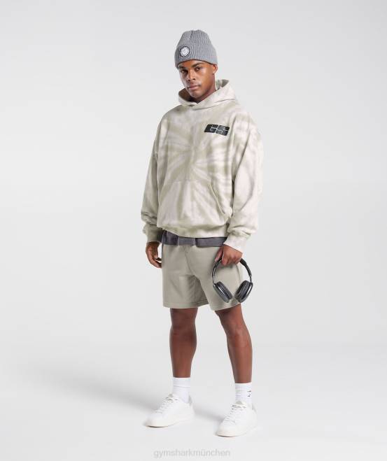 Weiß/Pilzbraun/Spiraloptik-Waschung Kleidung Gymshark Männer Ruhetag-Hoodie 04P8802