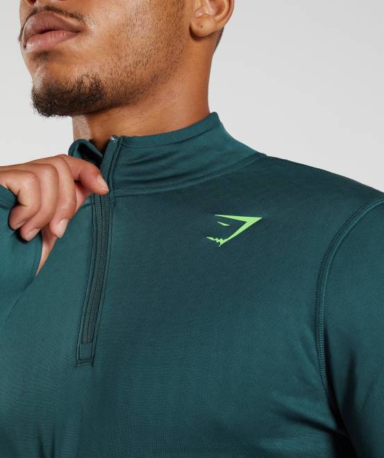 Winterblaugrün Kleidung Gymshark Männer Sportlicher 1/4-Reißverschluss 04P8815