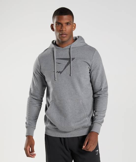 anthrazitgrau meliert Kleidung Gymshark Männer Kapuzenpullover mit Sharkhead-Füllung 04P8873
