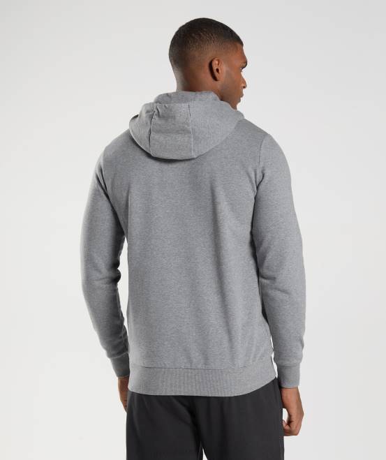 anthrazitgrau meliert Kleidung Gymshark Männer Kapuzenpullover mit Sharkhead-Füllung 04P8873