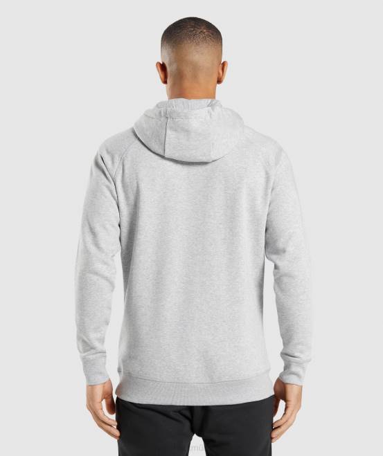 hellgrau meliert Kleidung Gymshark Männer Kapuzenpullover mit Wappen 04P8789