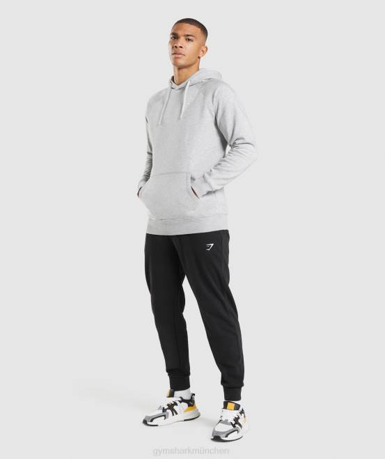 hellgrau meliert Kleidung Gymshark Männer Kapuzenpullover mit Wappen 04P8789