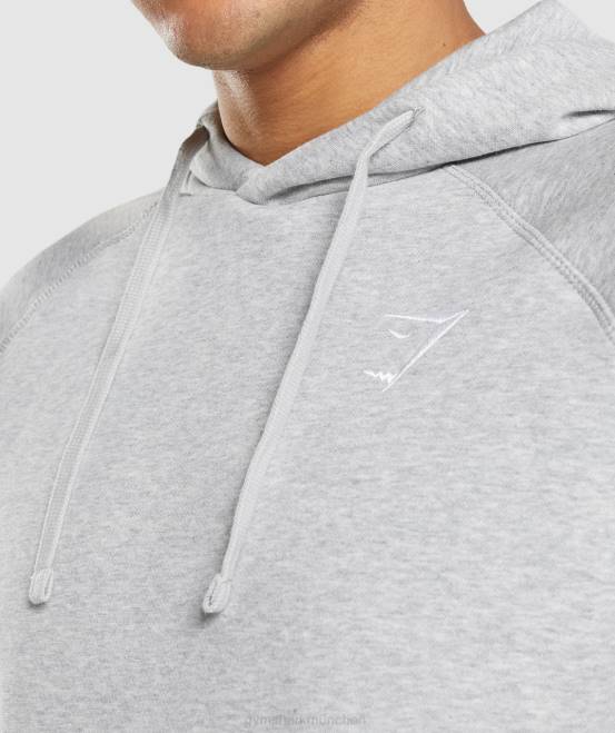 hellgrau meliert Kleidung Gymshark Männer Kapuzenpullover mit Wappen 04P8789