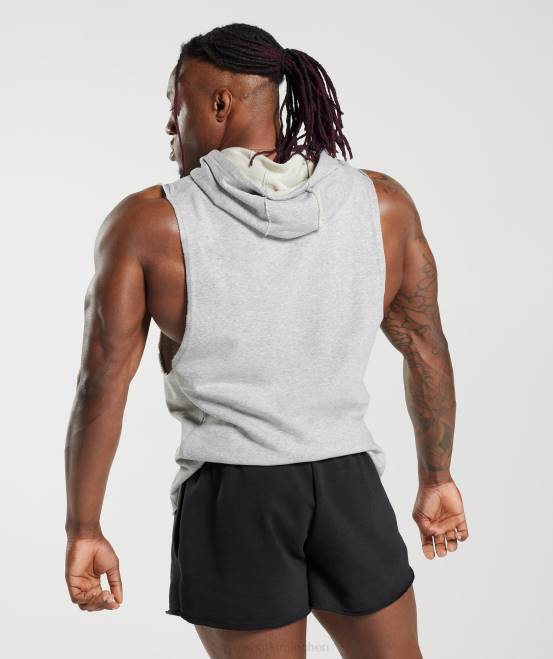 hellgrau meliert Kleidung Gymshark Männer Legacy-Kapuzenpullover mit Drop-Arm 04P8853